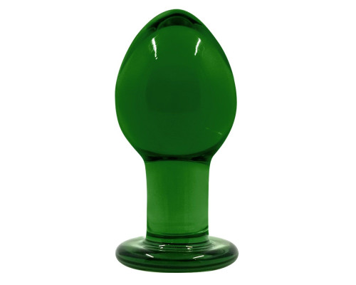 Зеленая стеклянная анальная пробка Crystal Medium - 7,5 см.