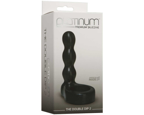 Черный анальный стимулятор с силиконовым кольцом Platinum Premium Silicone - The Double Dip 2 - Black