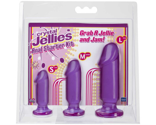 Набор из трех фиолетовых анальных фаллоимитаторов Crystal Jellies Anal Starter Kit