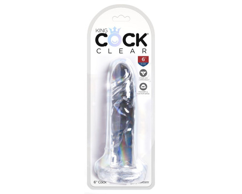 Прозрачный фаллоимитатор King Cock Clear 6 Cock - 18,4 см.