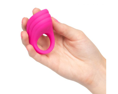 Розовое эрекционное виброкольцо с пультом Silicone Remote Pleasure Ring