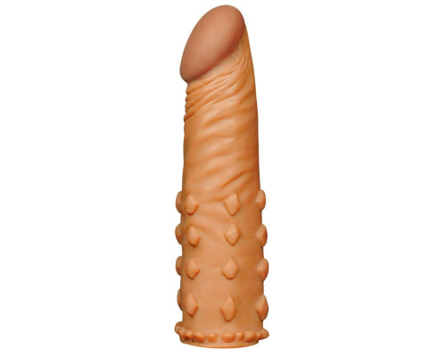 Коричневая насадка-удлинитель Add 2  Pleasure X Tender Penis Sleeve - 18 см.