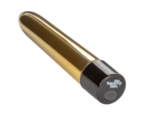 Золотистый классический вибратор Naughty Bits Gold Dicker Personal Vibrator - 19 см.