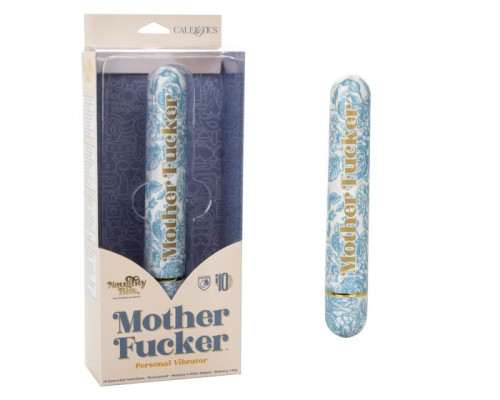 Голубой классический вибратор Naughty Bits Mother Fucker Personal Vibrator - 18 см.