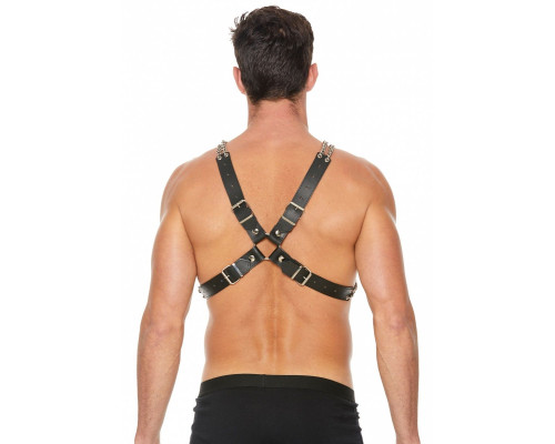 Черная мужская портупея Chain And Chain Harness