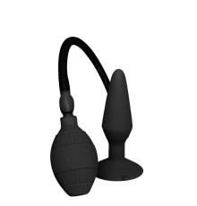 Чёрная анальная втулка с функцией расширения MENZSTUFF LARGE INFLATABLE PLUG - 14,5 см.