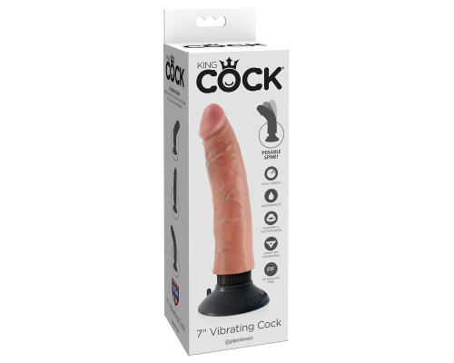 Вибромассажер телесного цвета 7  Vibrating Cock - 20 см.