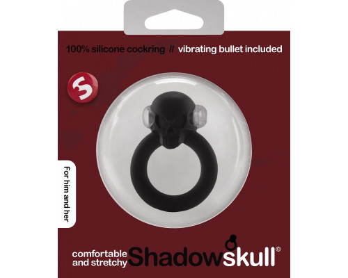 Чёрное виброкольцо Shadow Skull Cockring с черепом