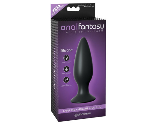 Чёрная большая анальная вибропробка Large Rechargeable Anal Plug - 13,5 см.