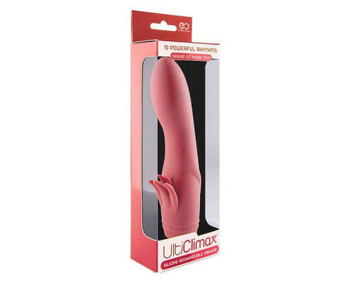 Розовый вибратор с усиками ULTI CLIMAX RECHARGEABLE VIBRATOR - 17 см.