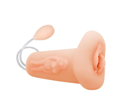 Телесный мастурбатор-вагина с грушей