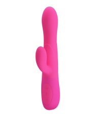 Розовый вибратор Douglas с клиторальным отростком и функцией расширения - 24,9 см.