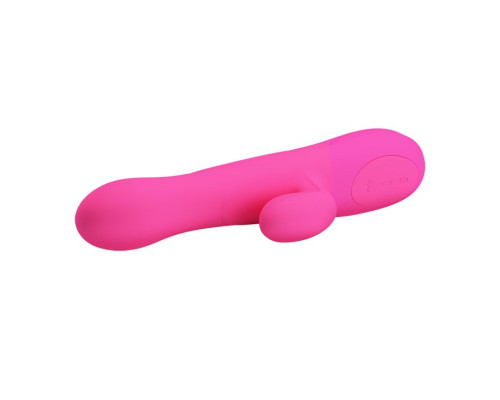 Розовый вибратор Douglas с клиторальным отростком и функцией расширения - 24,9 см.