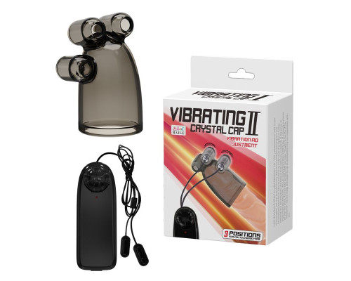 Дымчатая насадка-мастурбатор с вибрацией Vibrating Crystal Cap II