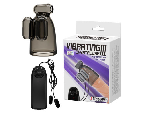 Дымчатая насадка-мастурбатор с вибрацией Vibrating Crystal Cap III