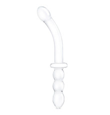 Прозрачный ребристый двусторонний стимулятор Ribbed G-Spot - 30 см.