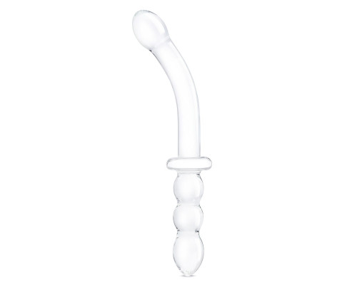 Прозрачный ребристый двусторонний стимулятор Ribbed G-Spot - 30 см.