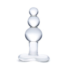 Прозрачная анальная пробка-елочка с 3 шариками Butt Plug with Tapere Base - 11 см.
