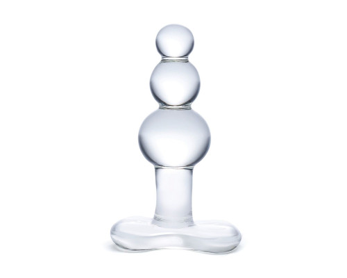 Прозрачная анальная пробка-елочка с 3 шариками Butt Plug with Tapere Base - 11 см.