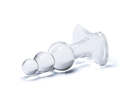 Прозрачная анальная пробка-елочка с 3 шариками Butt Plug with Tapere Base - 11 см.