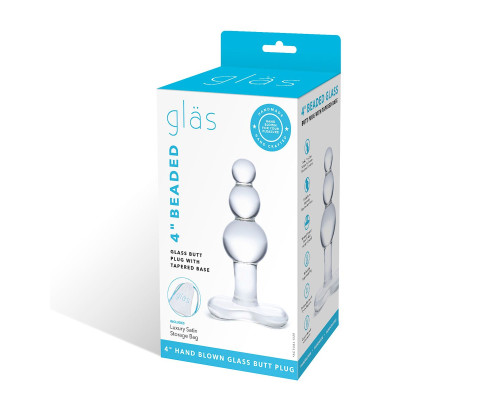 Прозрачная анальная пробка-елочка с 3 шариками Butt Plug with Tapere Base - 11 см.