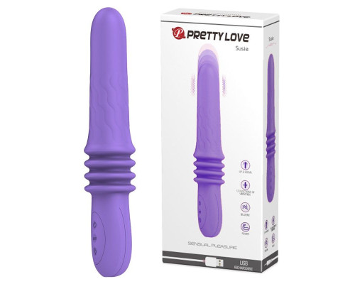 Фиолетовый вибратор Susie с возвратно-поступательными движениями - 25,2 см.