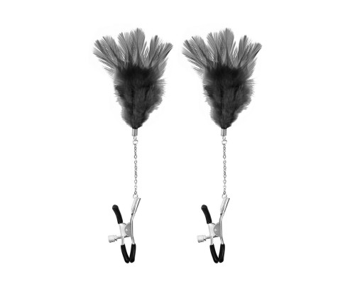 Зажимы для сосков с черными перьями Sweet Caress Feather Nipple Clumps