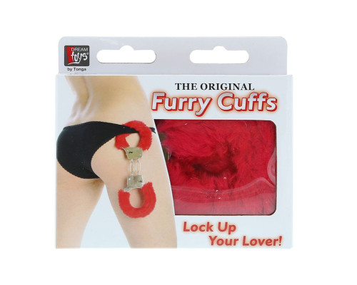 Металлические наручники с красной меховой опушкой Metal Handcuffs With Plush