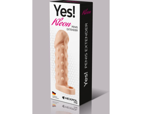 Телесная насадка-удлинитель с пупырышками Kleon - 15 см.