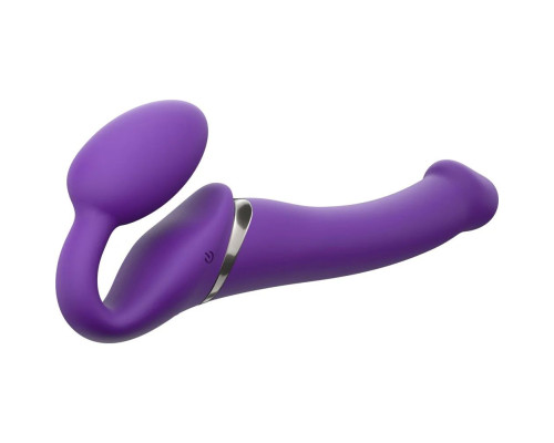 Фиолетовый безремневой вибрострапон Silicone Bendable Strap-On - size M