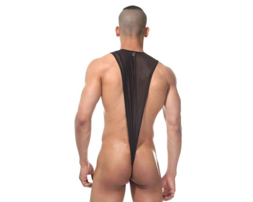 Мужское полупрозрачное боди с контрастной вставкой