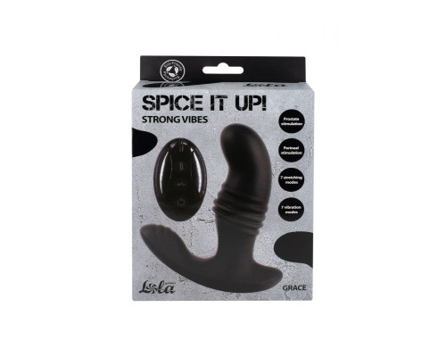 Черный перезаряжаемый стимулятор простаты Grace - 13 см.