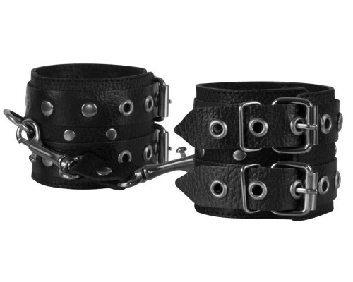 Чёрные наручники из кожи