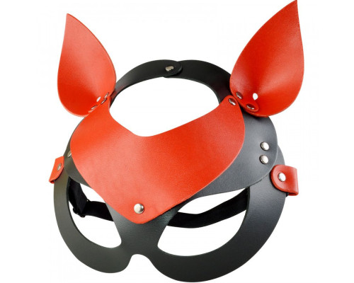 Красно-черная кожаная маска «Кошечка»