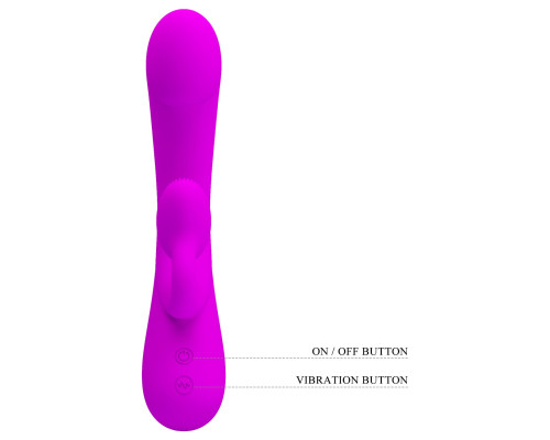 Лиловый вибратор со стимулятором клитора в форме подушечки Sineere - 17 см.