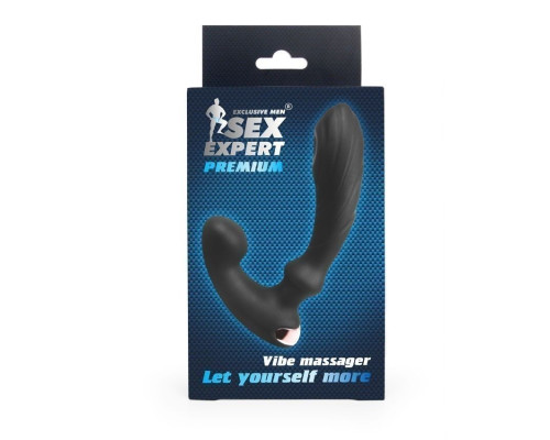 Черный вибромассажер простаты Sex Expert - 14,5 см.
