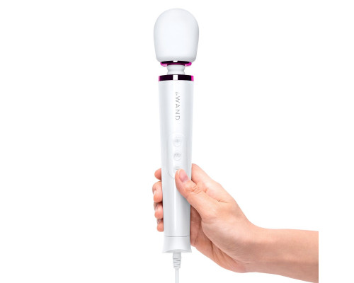 Белый проводной вибратор Le Wand Petite Vibrating Massager - 25 см.