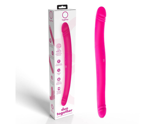 Розовый двусторонний вибромассажер на радиоуправлении Duo Together - 44,5 см.