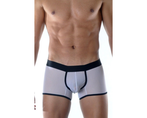 Белые полупрозрачные трусы-боксеры с контрастной отделкой