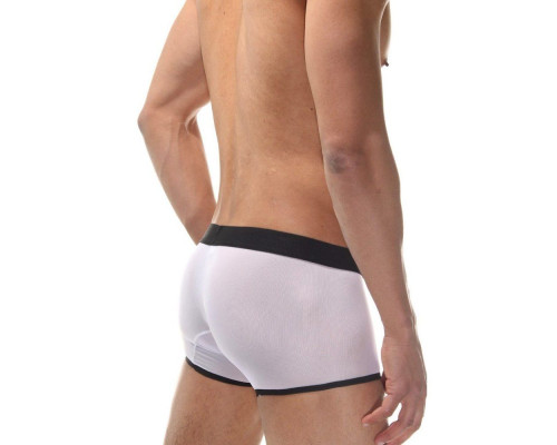 Белые полупрозрачные трусы-боксеры с контрастной отделкой