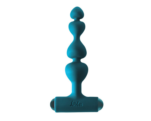 Бирюзовая анальная цепочка с перезаряжаемой вибропулей Excellence 2.0 - 15 см.