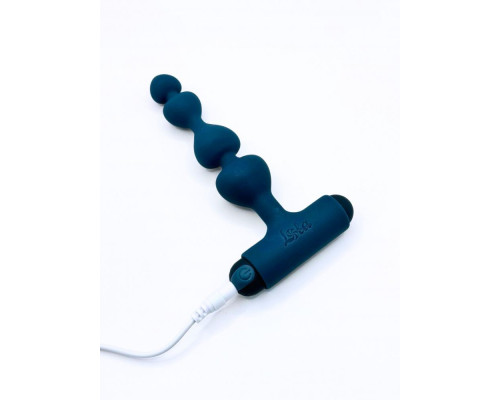 Бирюзовая анальная цепочка с перезаряжаемой вибропулей Excellence 2.0 - 15 см.