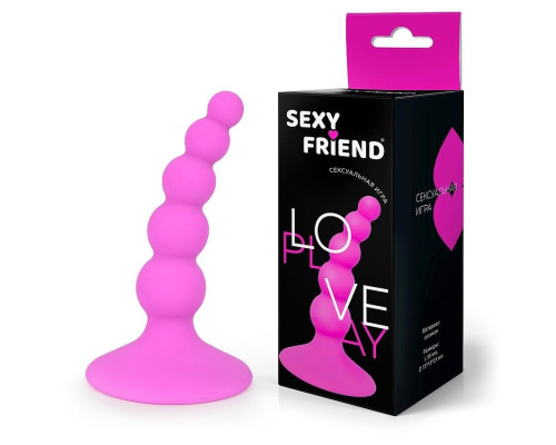 Ярко-розовый анальный стимулятор-ёлочка - 9,5 см.