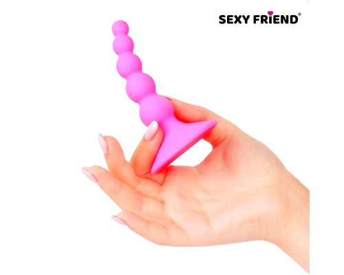 Ярко-розовый анальный стимулятор-ёлочка - 9,5 см.