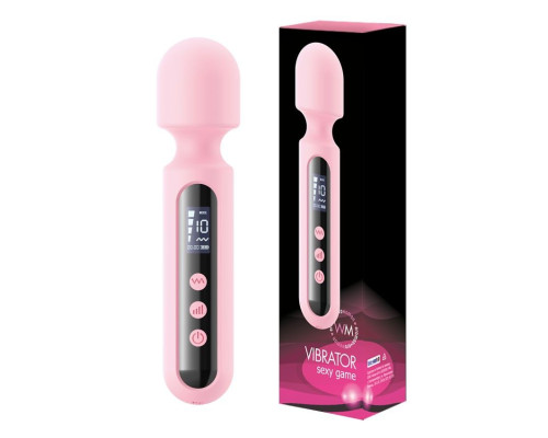 Розовый wand-вибратор с дисплеем