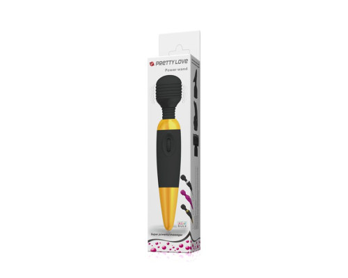 Чёрно-золотой вибромассажер для тела и эрогенных зон Power Wand