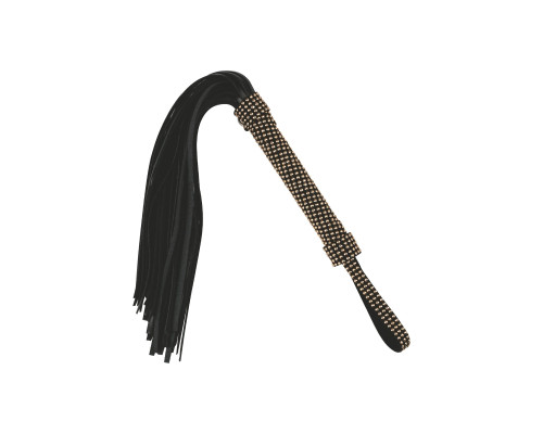 Черная плеть с заклепками на рукояти - 48 см.