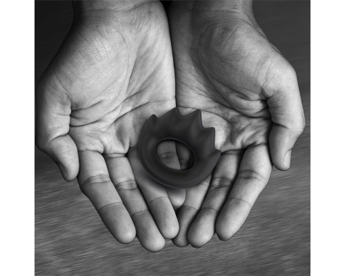 Черное эрекционное кольцо с массажными гребнями Rooster Xander