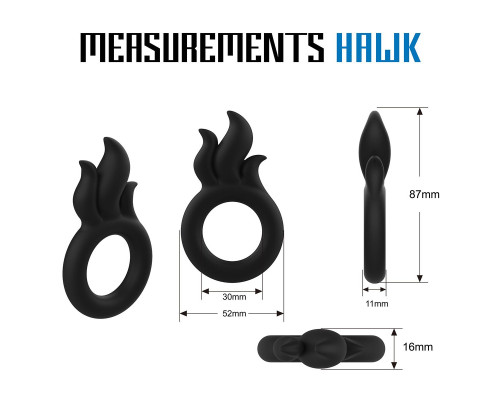 Черное эрекционное кольцо-пламя Rooster Hawk