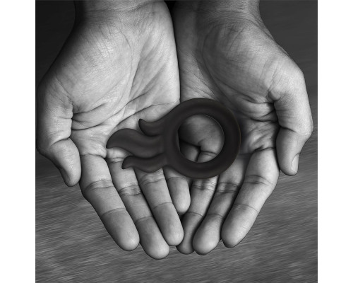 Черное эрекционное кольцо-пламя Rooster Hawk